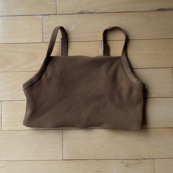 OFFLINE By Aerie Ribbed Square Neck Sports Bra in Cedar Expedition - Picture 3 of 9